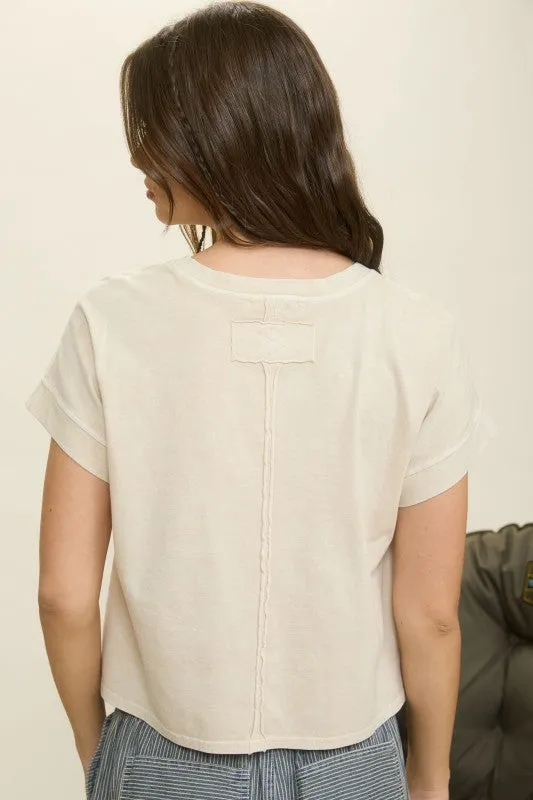 Washed Extended Shoulder Short Sleeve Knit Top sold by U-NI-TY product image thumbnail 4