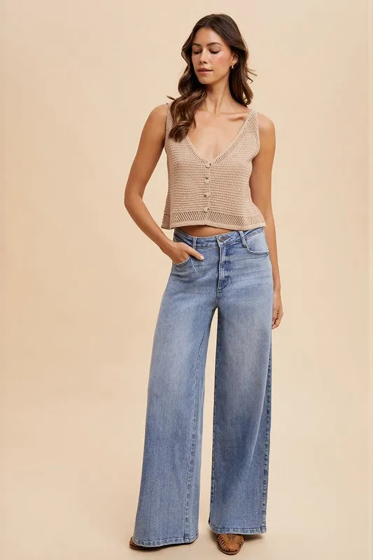 Comfort Stretch High Rise Wide Leg Jean sold by U-NI-TY