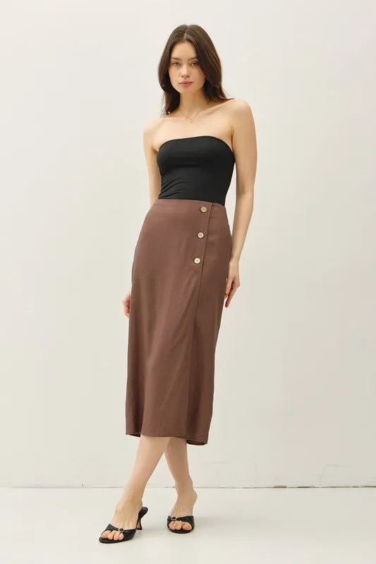 Linen Blend Midi Wrap Skirt sold by U-NI-TY product image thumbnail 2