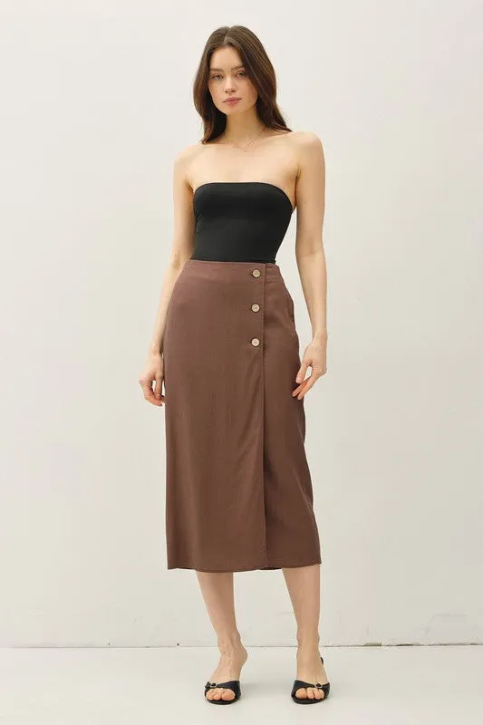 Linen Blend Midi Wrap Skirt sold by U-NI-TY product image thumbnail 4