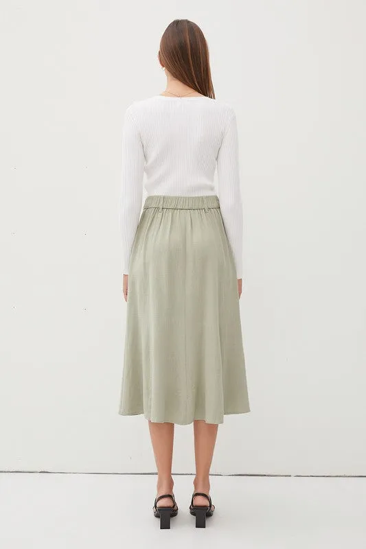 Belt Loops Detailed Waist Flowy Midi Skirt sold by U-NI-TY