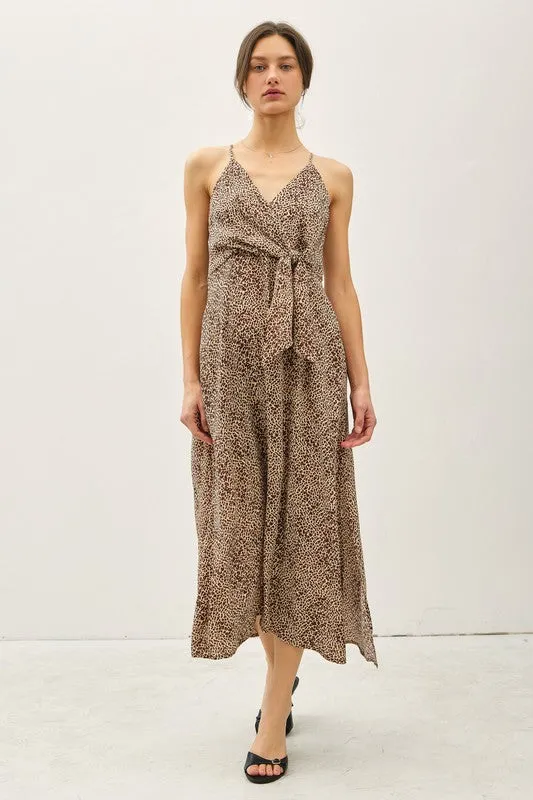 Leopard Print Midi, Mock-wrap Dress sold by U-NI-TY