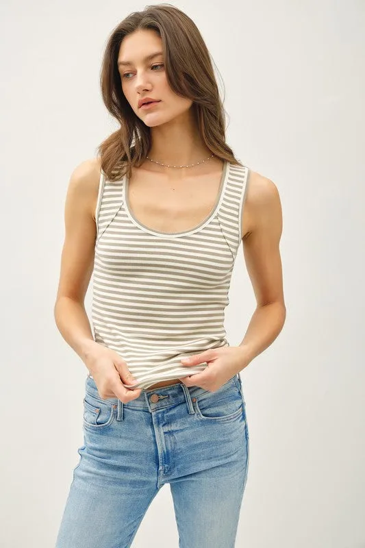 Stripe Ribbed Cotton Tank sold by U-NI-TY