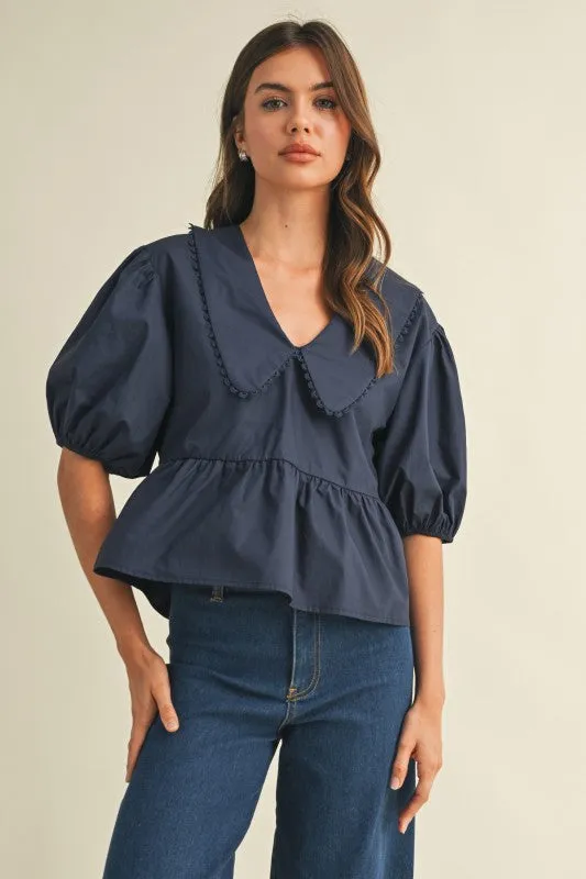 Puff Sleeve Collar Top sold by U-NI-TY