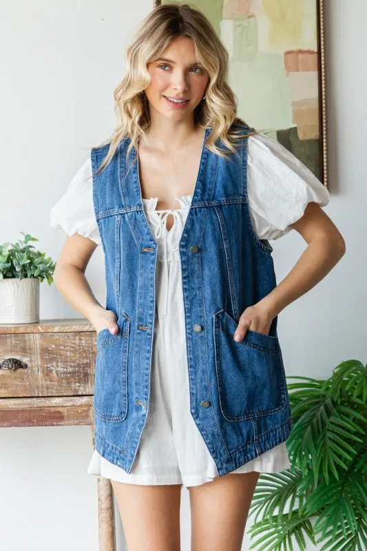 Denim Vest With Pockets sold by U-NI-TY