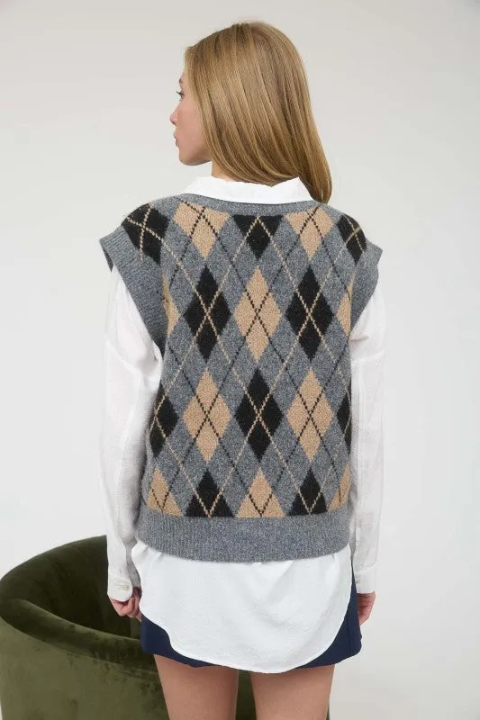 Argyle Knit Vest sold by U-NI-TY