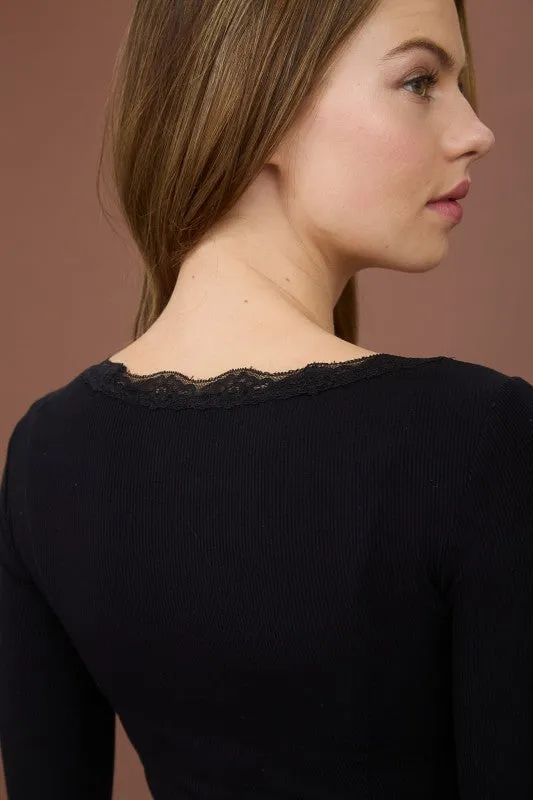 Lace Trim Knit Top sold by U-NI-TY product image thumbnail 3