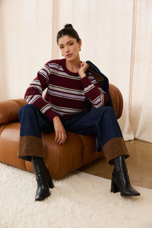 Round Neck Multi Stripe Sweater sold by U-NI-TY