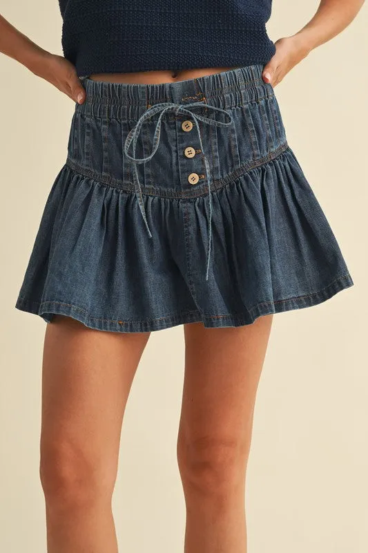 Denim Pintuck Mini Skirt sold by U-NI-TY product image thumbnail 2