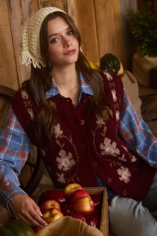 Floral Button Down Cardigan Vest sold by U-NI-TY