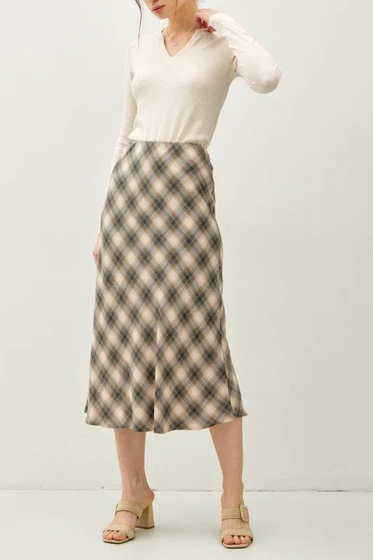 Tartan Plaid Midi Skirt sold by U-NI-TY