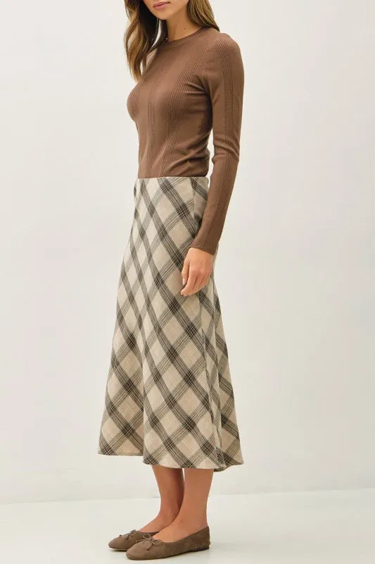 Ruther Plaid Print Midi Skirt sold by U-NI-TY