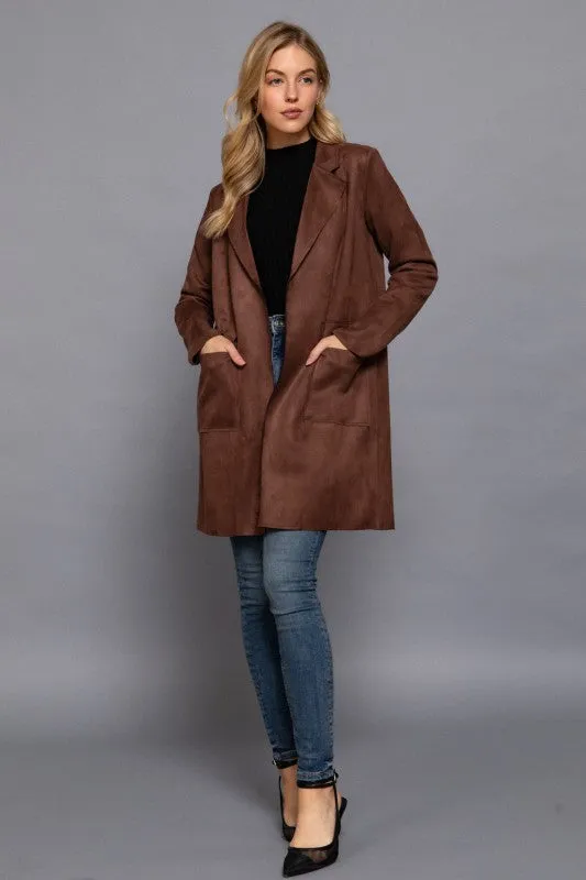 Long Faux Suede Jacket sold by U-NI-TY product image thumbnail 4