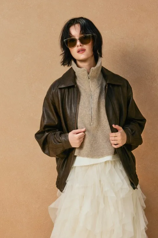 Oversized Faux Leather Biker Jacket sold by U-NI-TY