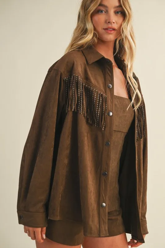 Studded Fringed Jacket sold by U-NI-TY