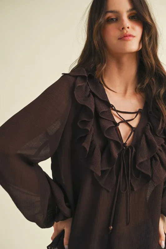 Tie Up Ruffle Top sold by U-NI-TY product image thumbnail 3