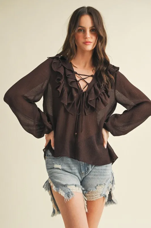 Tie Up Ruffle Top sold by U-NI-TY