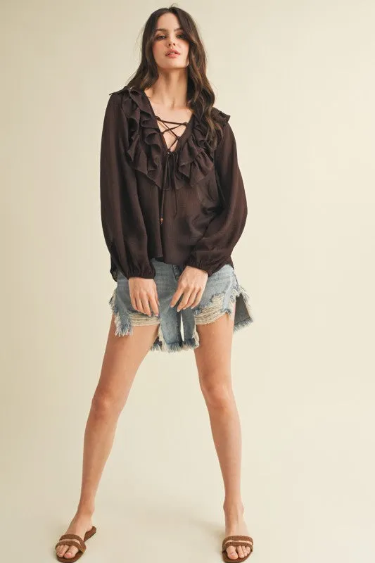 Tie Up Ruffle Top sold by U-NI-TY product image thumbnail 4