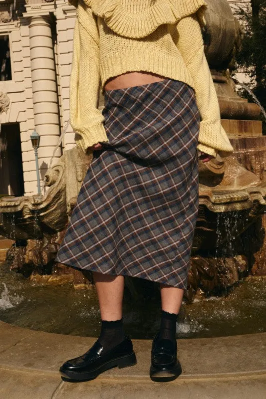 Low Waist Plaid Midi Skirt sold by U-NI-TY