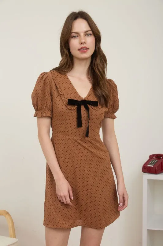 Polka Dot Collared Mini Dress sold by U-NI-TY