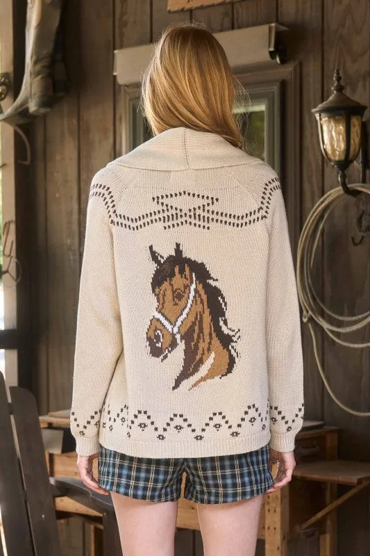 Horse Shawl Knit Cardigan sold by U-NI-TY