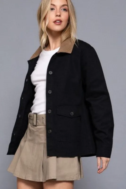 Corduroy Collar Twill Jacket sold by U-NI-TY