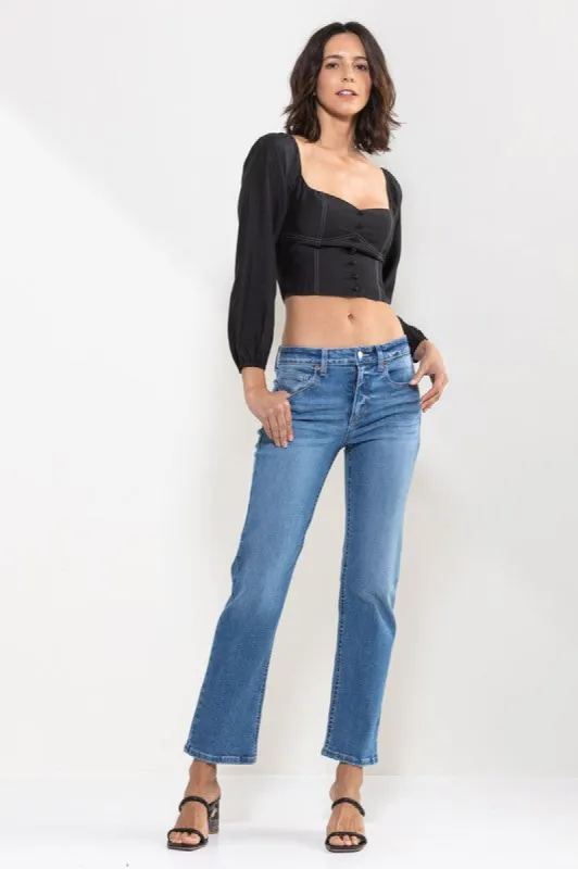 Mid Rise Ultra Stretch Regular Straight Leg Jeans sold by U-NI-TY
