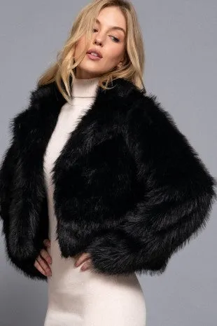 Notched Collar Faux Fur Jacket sold by U-NI-TY