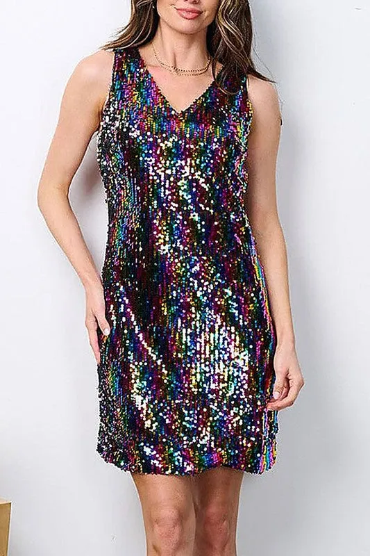 Multi Colour Sequin Mini Dress sold by U-NI-TY