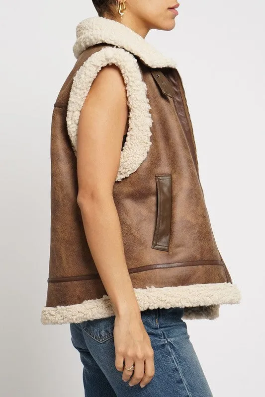 Oversized Faux Shearling Vest sold by U-NI-TY