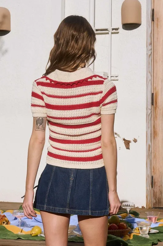 Stripe Scallop Knit Top sold by U-NI-TY product image thumbnail 2
