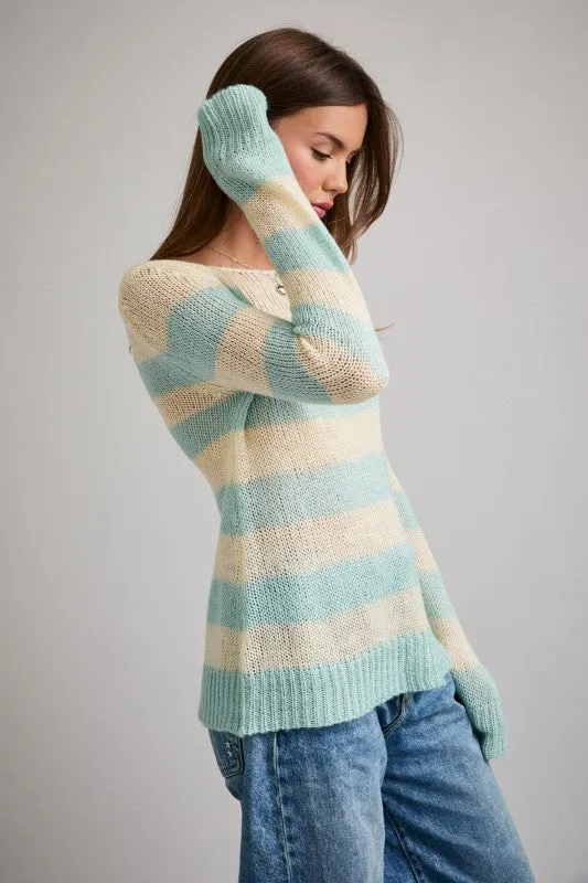 Stripe Mint Sweater Top sold by U-NI-TY