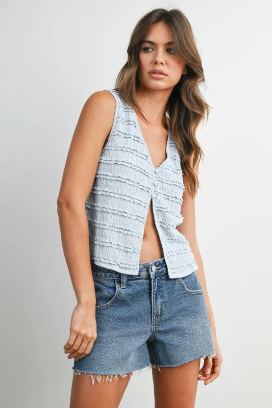 Textured Button Front Vest Top made by U-NI-TY