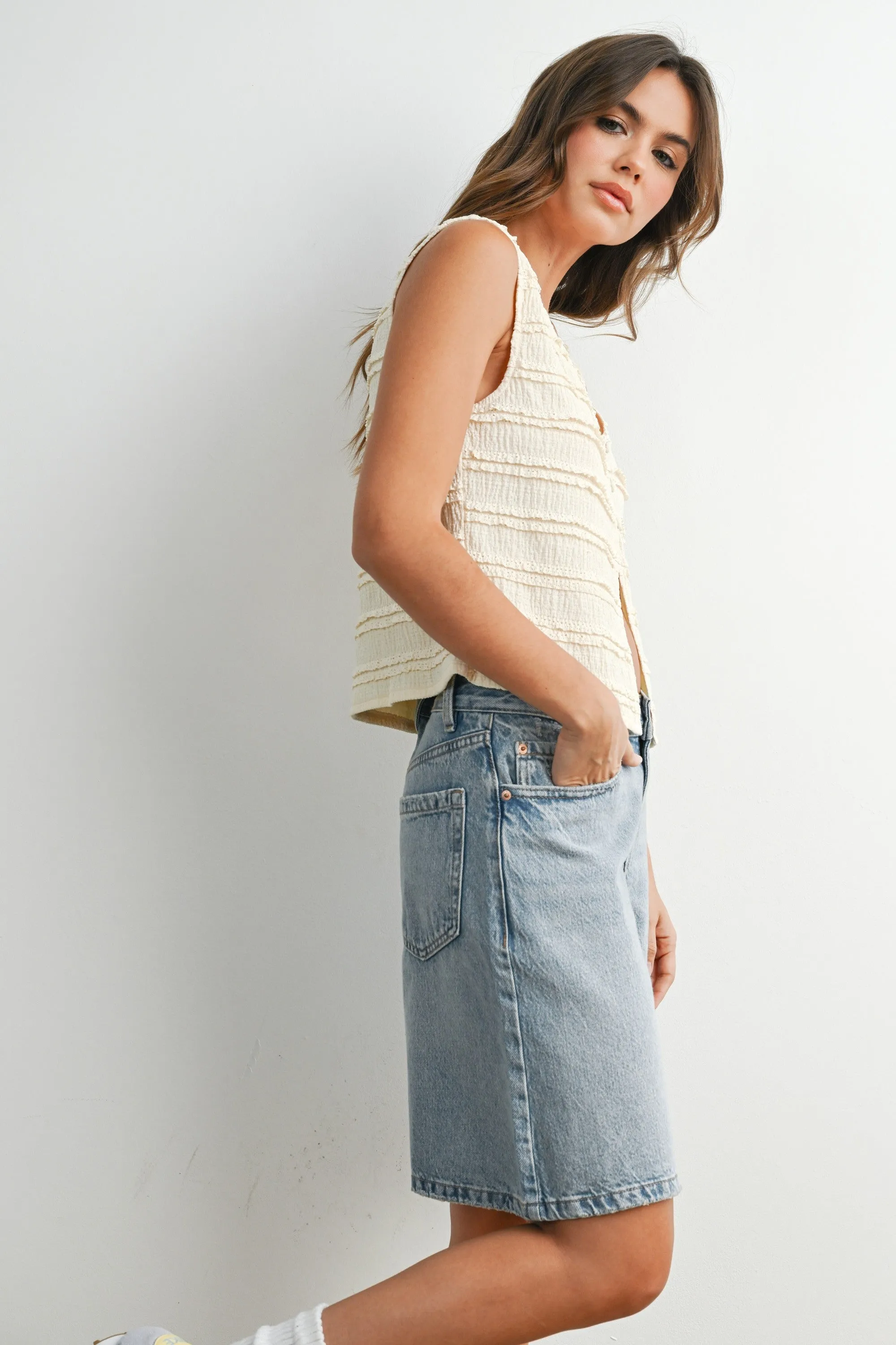 Textured Button Front Vest Top sold by U-NI-TY product image thumbnail 3