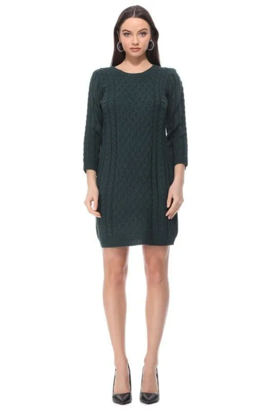 Cable Knit Long Sleeve Sweater Dress sold by U-NI-TY