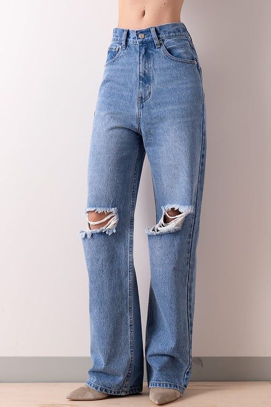 Denim Distressed Wide Jean sold by U-NI-TY product image thumbnail 4