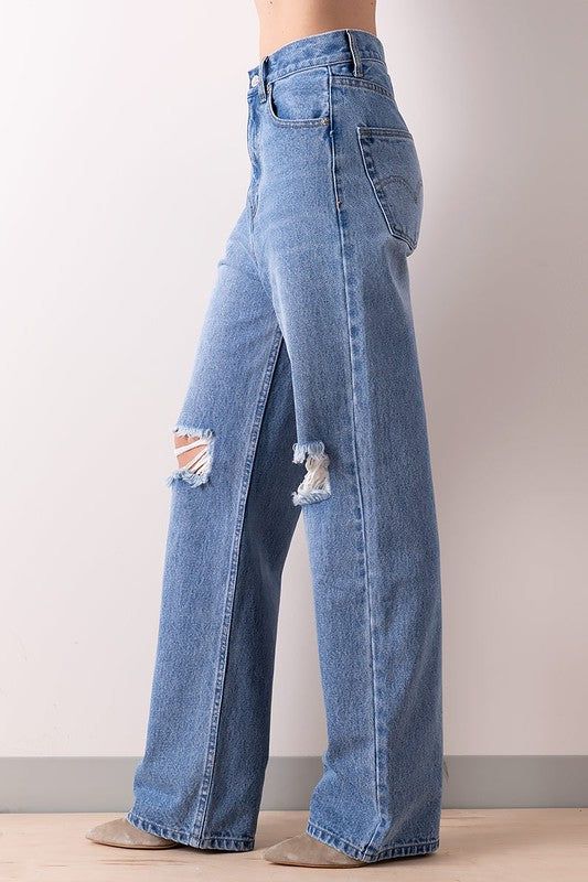 Denim Distressed Wide Jean sold by U-NI-TY product image thumbnail 2