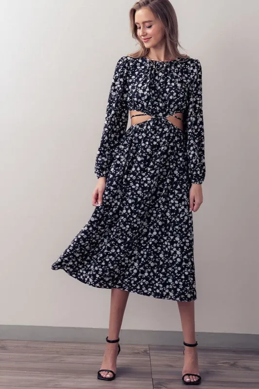 Waist Cut Out Floral Print Maxi Dress sold by U-NI-TY