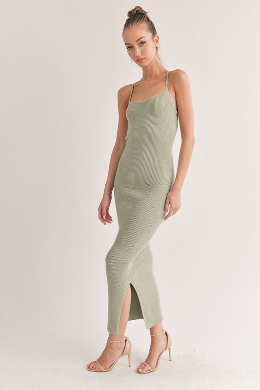 Rib Knit Side Slit Bodycon Midi Dress sold by U-NI-TY product image thumbnail 3