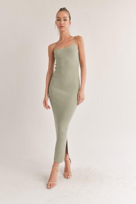 Rib Knit Side Slit Bodycon Midi Dress sold by U-NI-TY