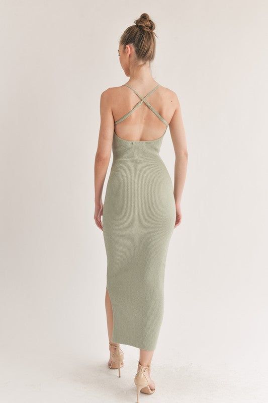 Rib Knit Side Slit Bodycon Midi Dress sold by U-NI-TY product image thumbnail 5