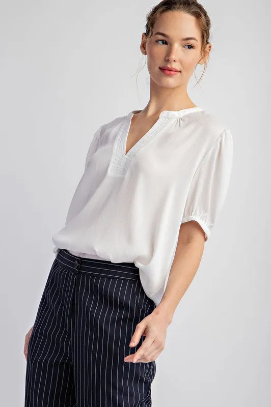 Notched Neck Short Sleeve Blouse Top sold by U-NI-TY product image thumbnail 3