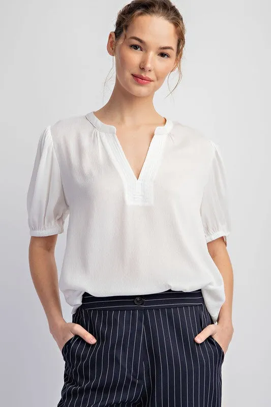 Notched Neck Short Sleeve Blouse Top sold by U-NI-TY product image thumbnail 2