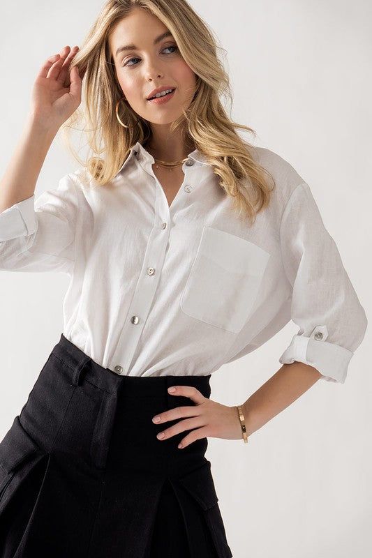 Basic Light Relaxed Fit Button Down Shirt sold by U-NI-TY product image thumbnail 3