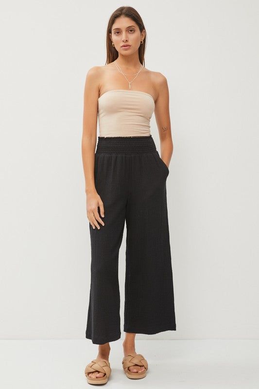 Cotton Gauze Smocked Waist Pant sold by U-NI-TY