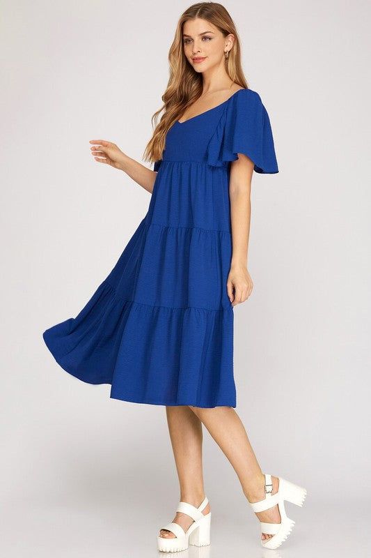 Open Tie Back Flounce Midi Dress sold by U-NI-TY product image thumbnail 5