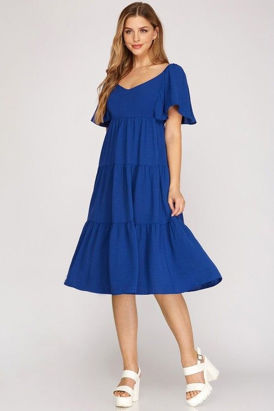 Open Tie Back Flounce Midi Dress sold by U-NI-TY product image thumbnail 3