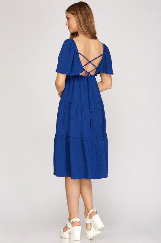 Open Tie Back Flounce Midi Dress sold by U-NI-TY product image thumbnail 4