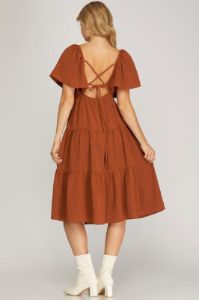 Open Tie Back Flounce Midi Dress sold by U-NI-TY