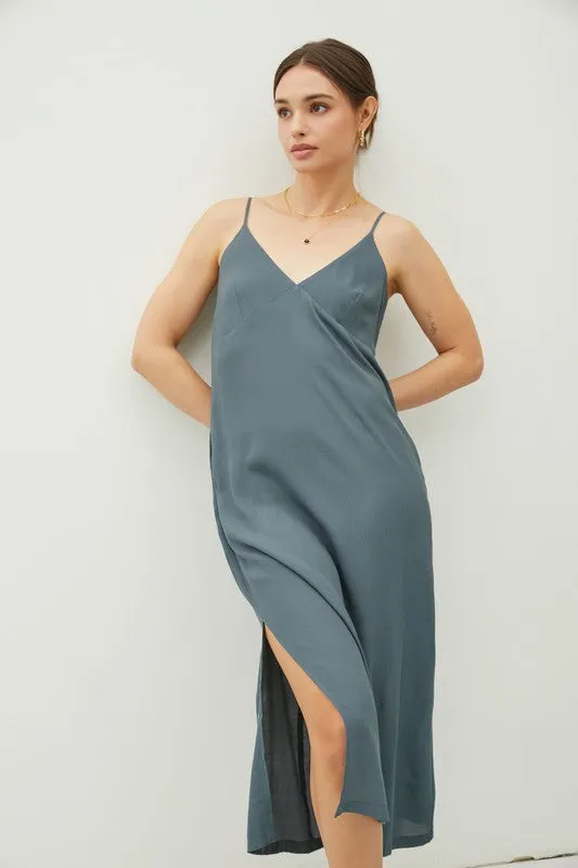Classic Satin Slip Midi Dress sold by U-NI-TY